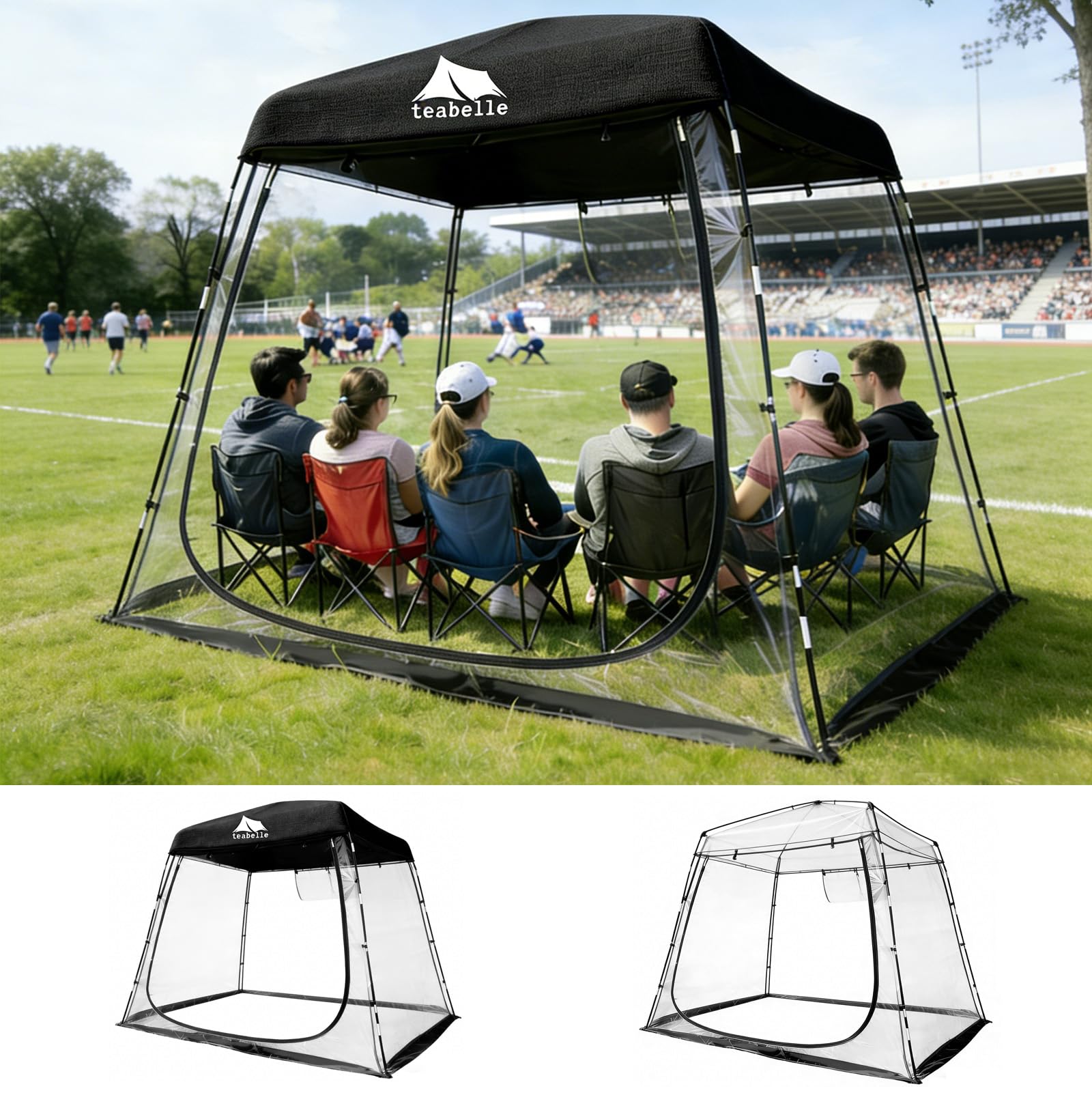 Teabelle Clear Sports Tent, Windproof Sport Shelter with Top Cover