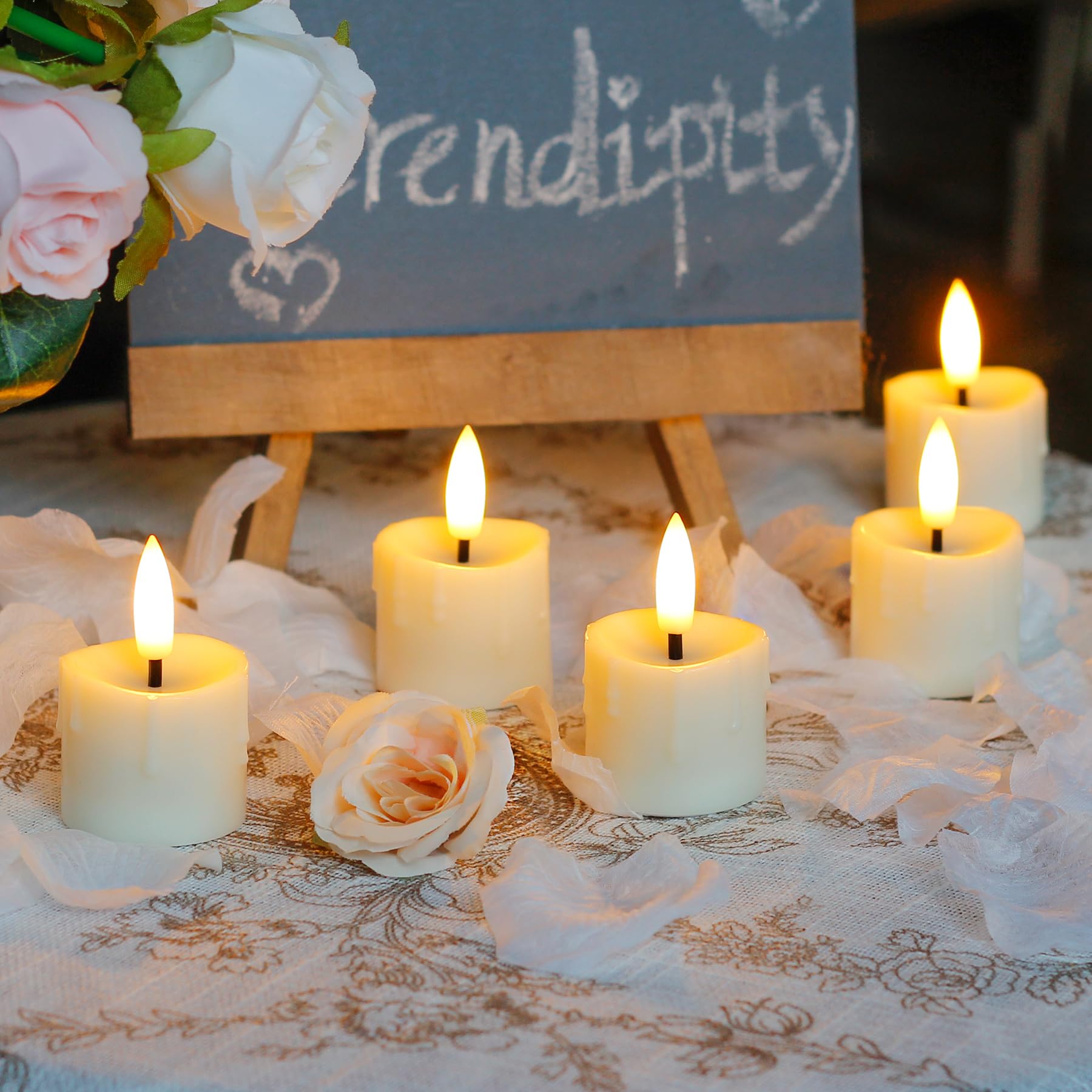 Yeelida Rechargeable Flameless 4cm x6.5cm Tea Light LED Candles with Remote & Type-C Charging Cable - Image 4