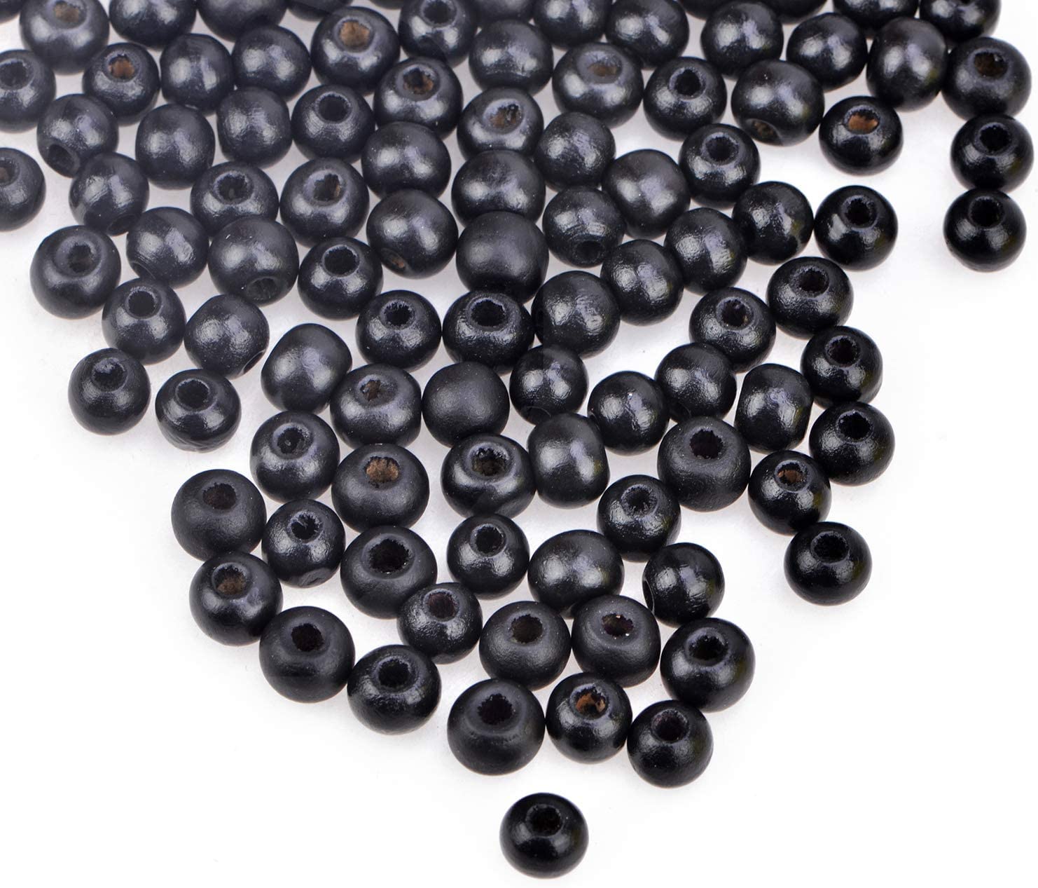 AD Beads Lot De 200 Perles D'espacement En Bois à Grand Trou Assorties Pour Colliers, Bracelets, Loisirs Créatifs Et Décoration (8 X 10 Mm, Blanc