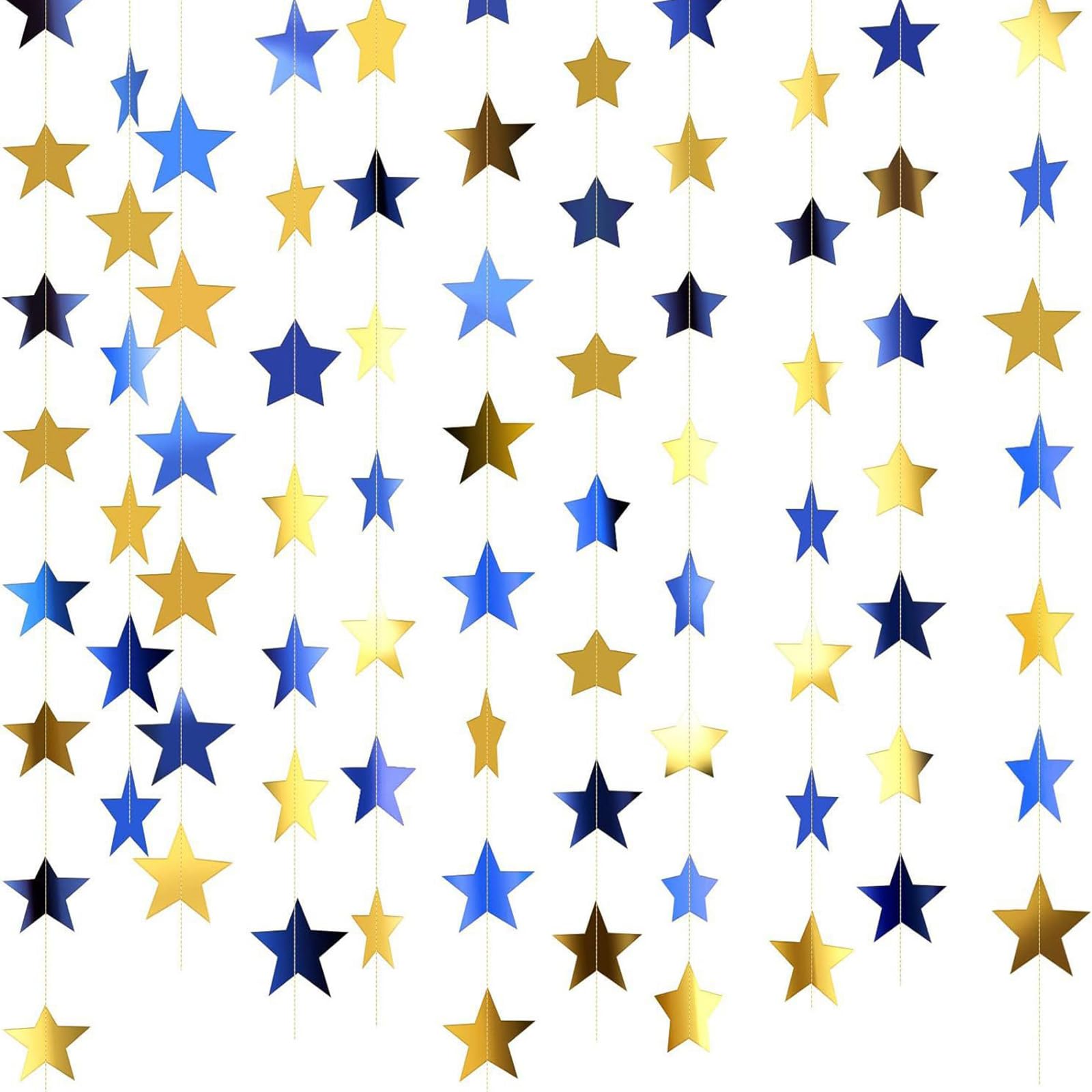 HZBB Assorted Color Paper Garlands Paper Star Streamers Banners for Festives Wall Ceiling Tabletop Decoration Parties Hanging Star Streamers