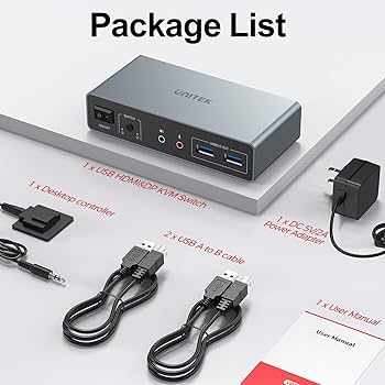 Amazon.com: Unitek KVM Switch 2 Monitors 2 Computers 4K@60Hz