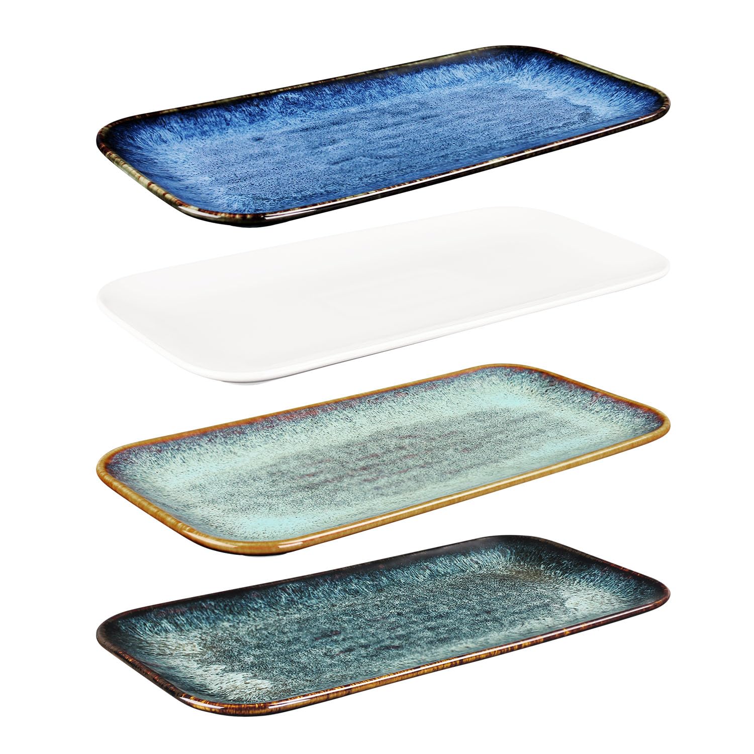 Jinsongdafa Four Porcelain Dinner Plates Plate Set Dessert Salad Dish Set Of 4, Main Dish For Steak, Bread, Risotto, Pasta, Salad, Microwave Oven And Dishwasher Safe, Resistant Reusable