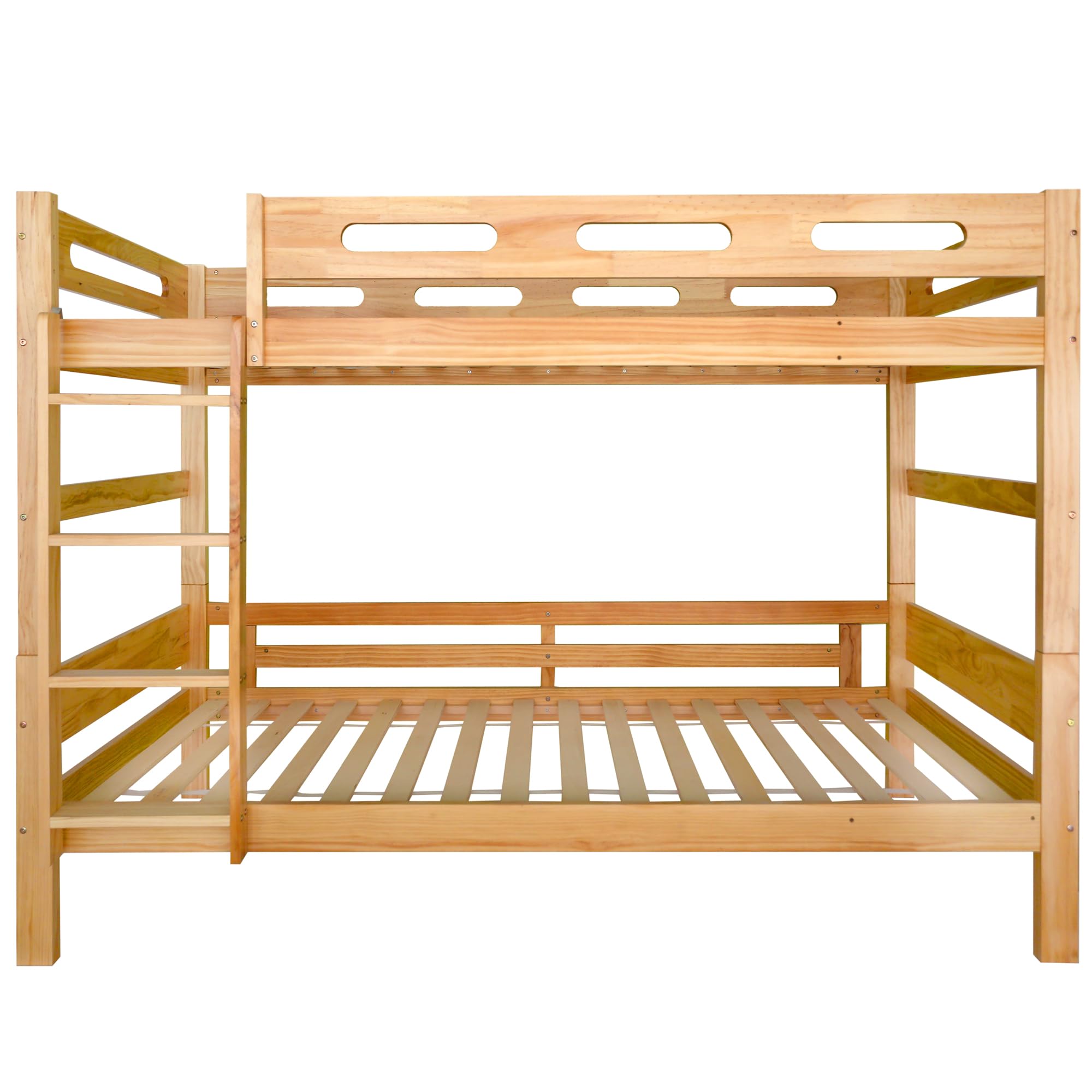 Kinderbett Etagenbett 90x200 cm für 2 Kinder, Hochbett Hausbett mit Leiter, Rausfallschutz und Lattenrost, umwandelbar in 2 Einzelbetten, Stockbett Jugendbett Holzbett Bettgestell, Kiefernholz, Natur