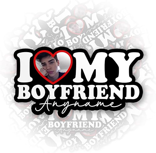 Calcomanía personalizada con texto en inglés "I Heart My Boy", calcomanías personalizadas con nombre de foto, regalos de San Valentín, calcomanías