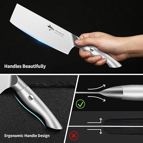 Miniatura 7 de Nakiri - Cuchillo de chef para verduras de 7 pulgadas, cuchillo Usuba afilado, cuchillo multiusos con precisión y belleza, para el hogar y la cocina