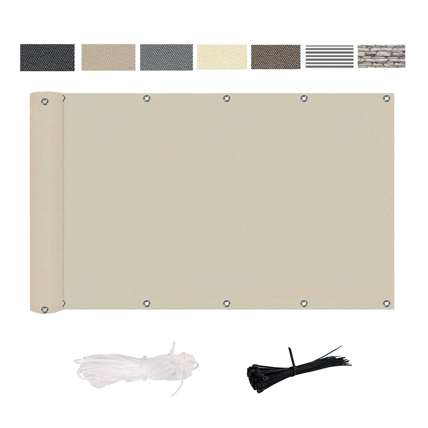 Frangivista per Balcone 75x750cm, Terrazzo Frangivista e Telo frangivento, Resistente ai Raggi UV dal Vento per Balcone da Giardino Esterno