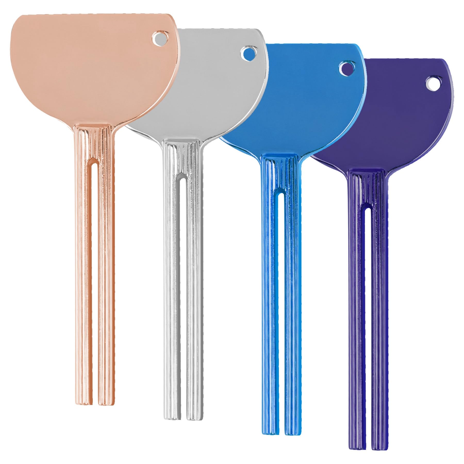 AUEAR, 4 Packs Stainless Steel Toothpaste Squeezer Keys Dispenser Tube Roller Presser Wringer for Home Hair Dye (4 Colors)