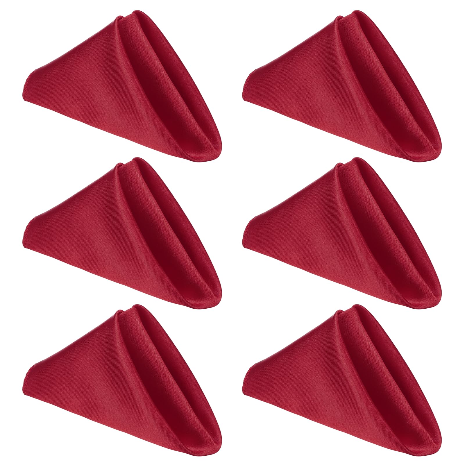 sourcing map 6 Pcs Burgundy Satin Napkins, 17x17 Inch Dinner Napkins Cloth Washable Polyester Soft Square Table Decoration for Restaurant Parties Wedding Dining Banquet Event