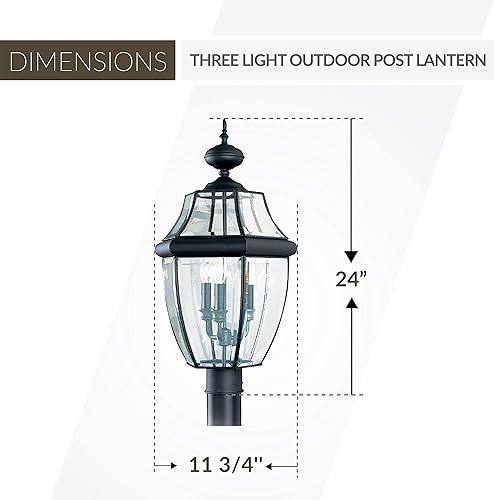 Miniatura 3 de Sea Gull Lighting 8239-12 Lancaster - Farol exterior de poste para exteriores, 24 pulgadas de altura, color negro