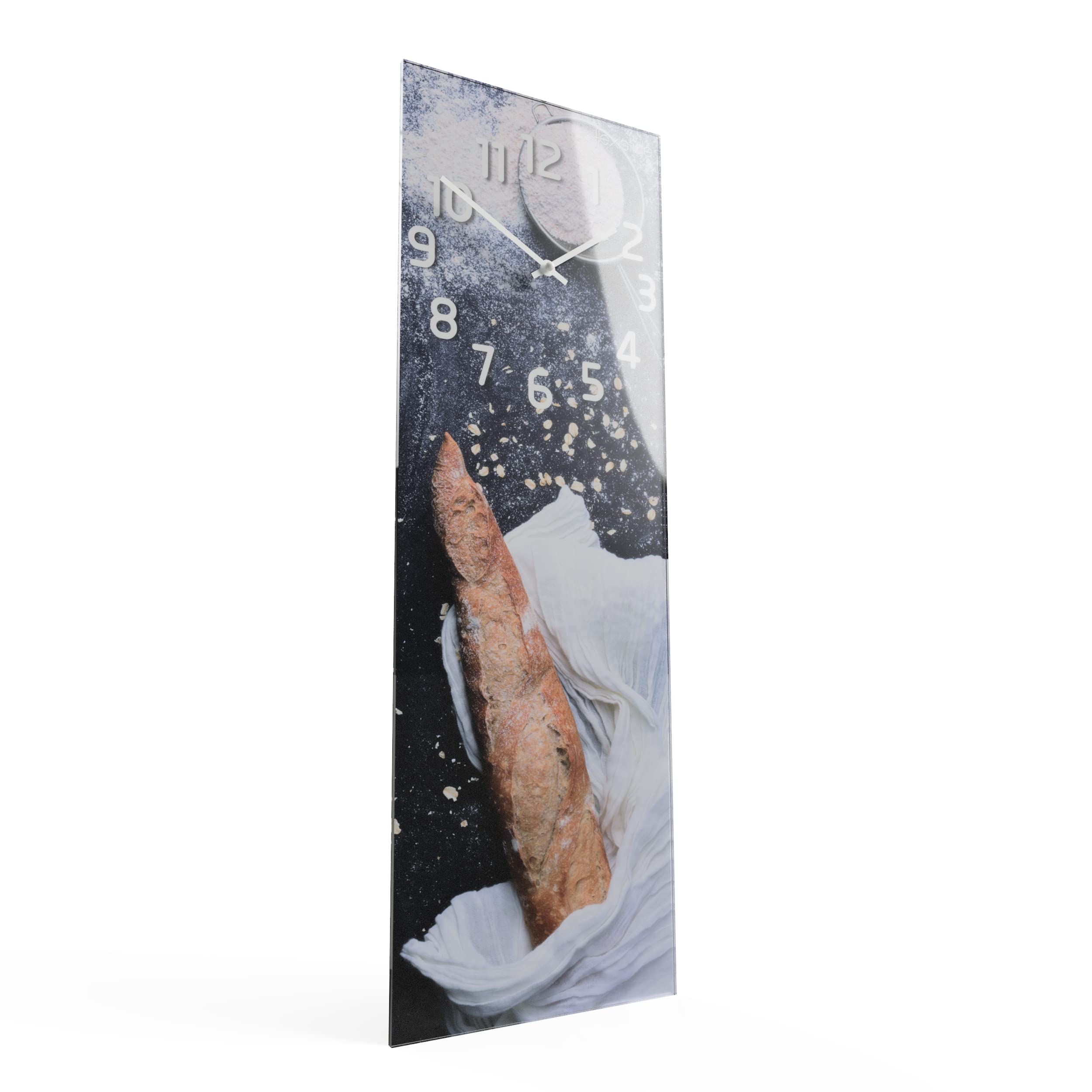 FLEXISTYLE Orologio da parete rettangolare 20x60 cm in vetro con