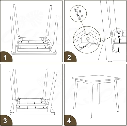 Miniatura 7 de Mesa de comedor, mesas de cocina cuadradas pequeñas de madera maciza para 2, mesa de comedor moderna de mediados de siglo, 31.5 x 31.5 x 29.5