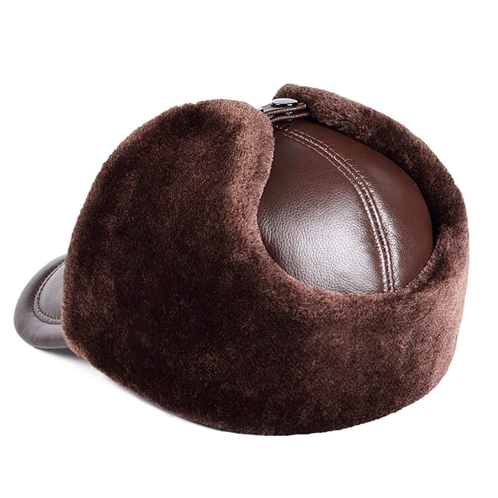 Cappelli invernali, Bomber Cappello uomo Bomber Cappello Cappello con Earflap Winter Winter Toper Toper Trapper Cappello in pelle impermeabile Cappellino Aviatore