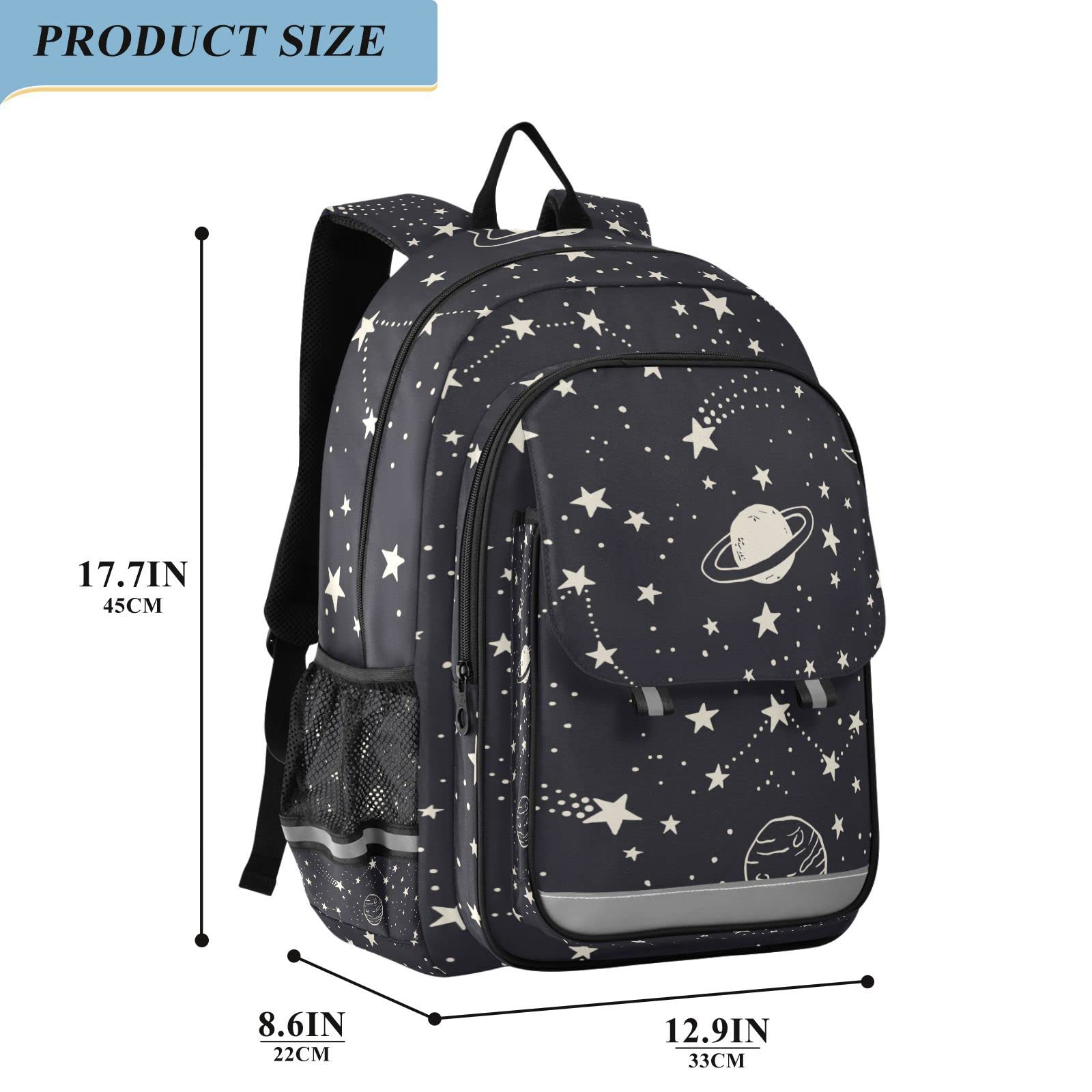 Grand sac d'école pour garçons et filles, motif galaxie planètes, comètes, constellations, étoiles, maternelle, primaire, université, léger, résistant à l'eau., Couleur 1, taille unique