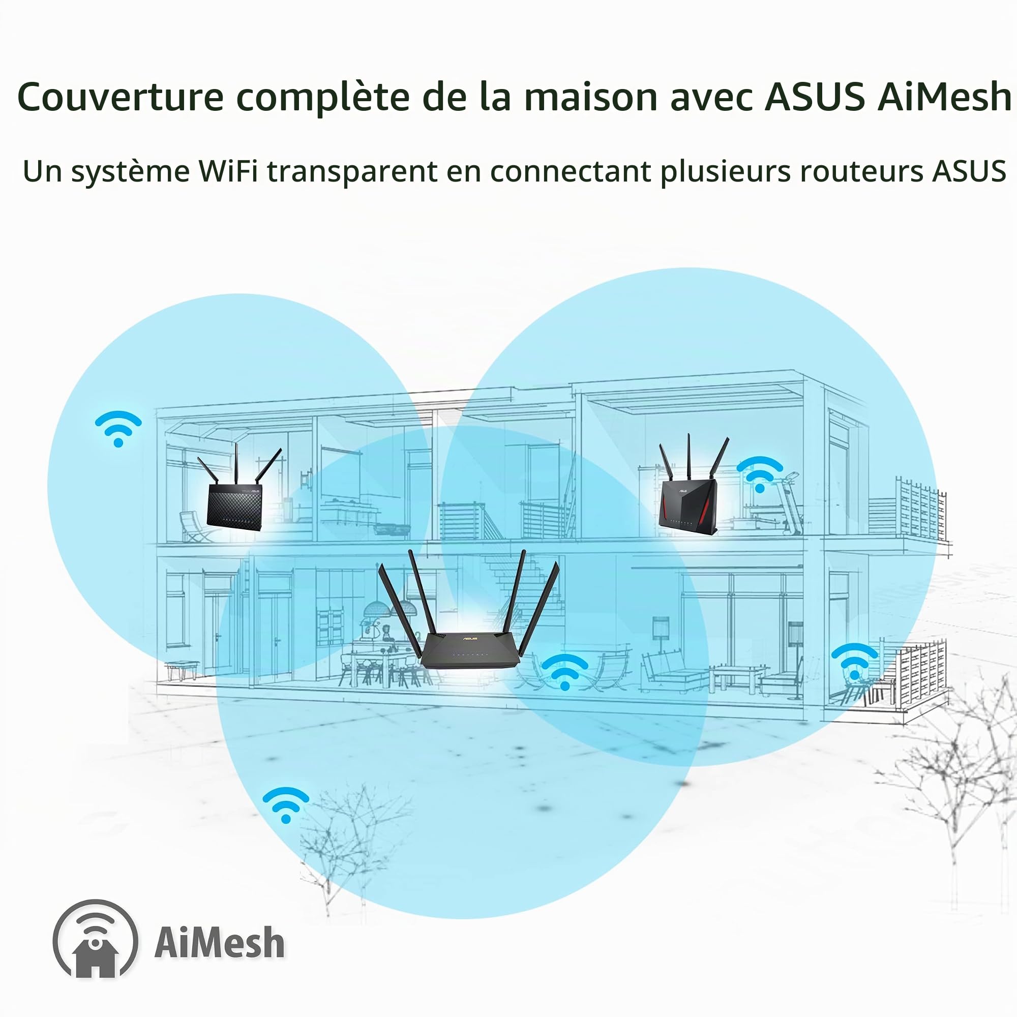 ASUS Routeur sans Fil Double Bande Gigabit Ethernet RT-AX53U - Noir