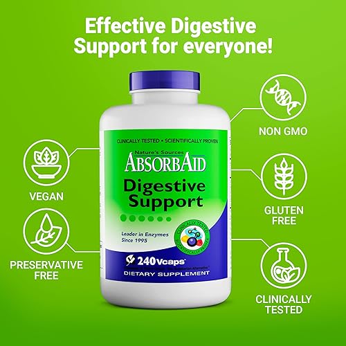 Miniatura 4 de AbsorbAid Enzimas digestivas 240 vCaps, probado para aumentar la absorción de nutrientes vitales hasta en un 71%