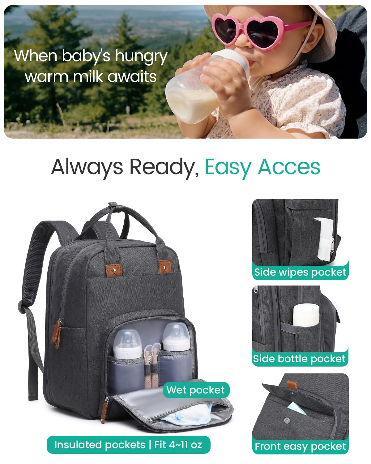 Qualyphant Expandable-Diaper-Bag Sac-à-Couches Extensible Mixte