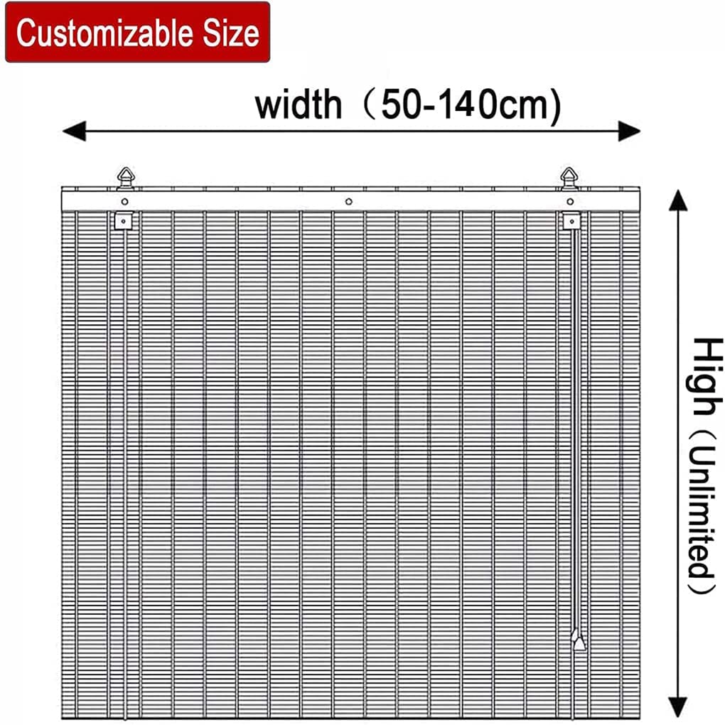Store Exterieur Fenetre sur Mesure Store Bateau en Bambou Rideau Store à Rouleau en Bois Protection Enrouleur à Traction latérale pour Balcon/Jardin/Intérieur/Extérieur (90 x 180 cm)