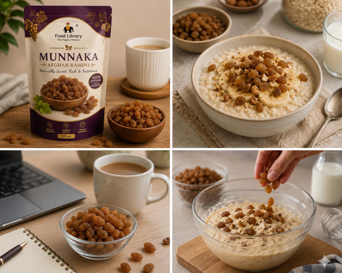 Food Library The Magic Of Nature Afghan Munnaka (Afghan Raisins) 275g | Premium Large Seeded Raisins | Naturally Sweet & Juicy | Rich in Fiber, Iron & Antioxidants | Healthy Dry Fruit Snack for Daily Nutrition. 2