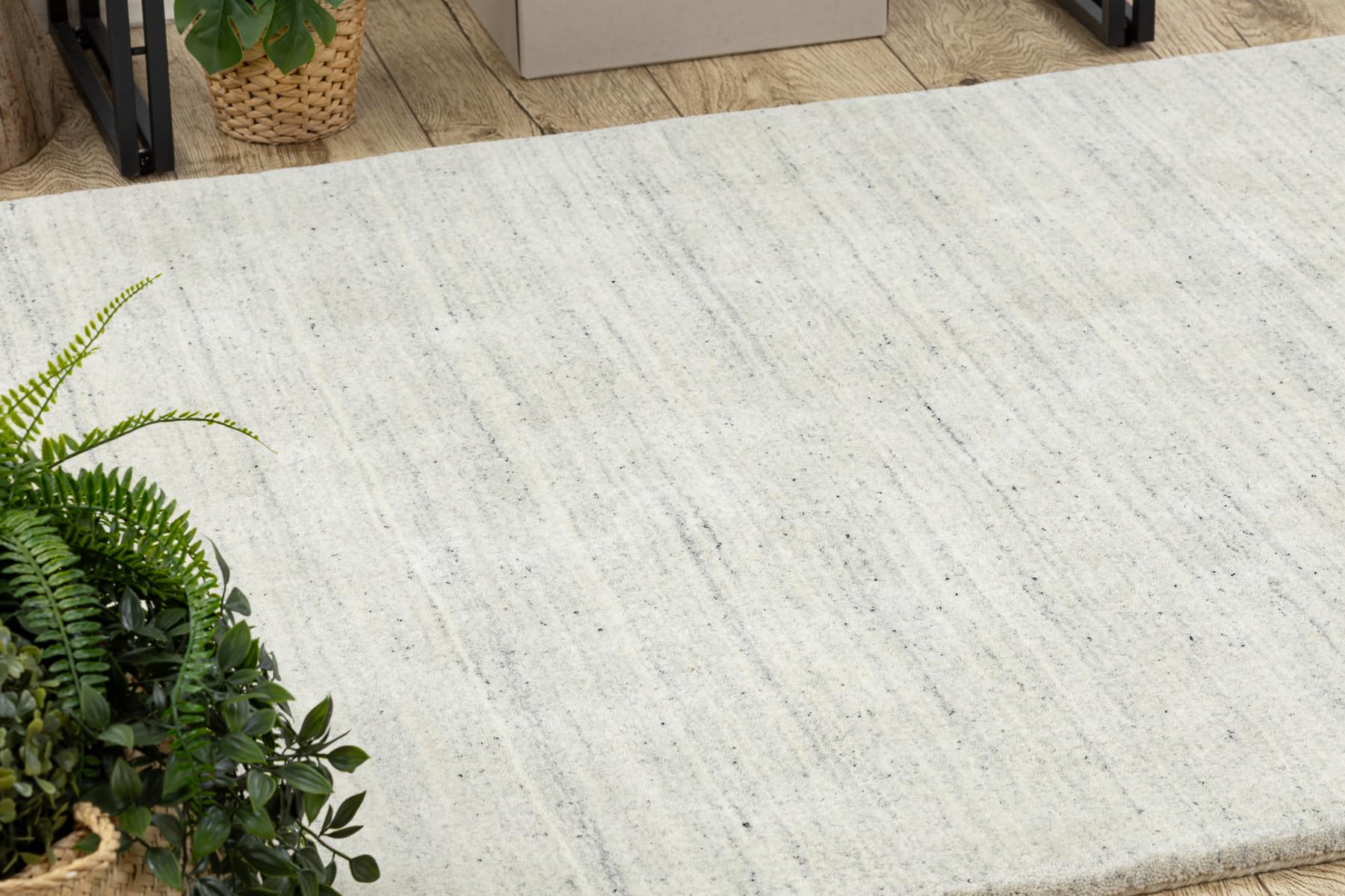 rugsx Wollteppich Berber Loom hellsilber - handgewebter Boho Teppich, melierter Wohnzimmer Teppich, dick und weich 60x90 cm