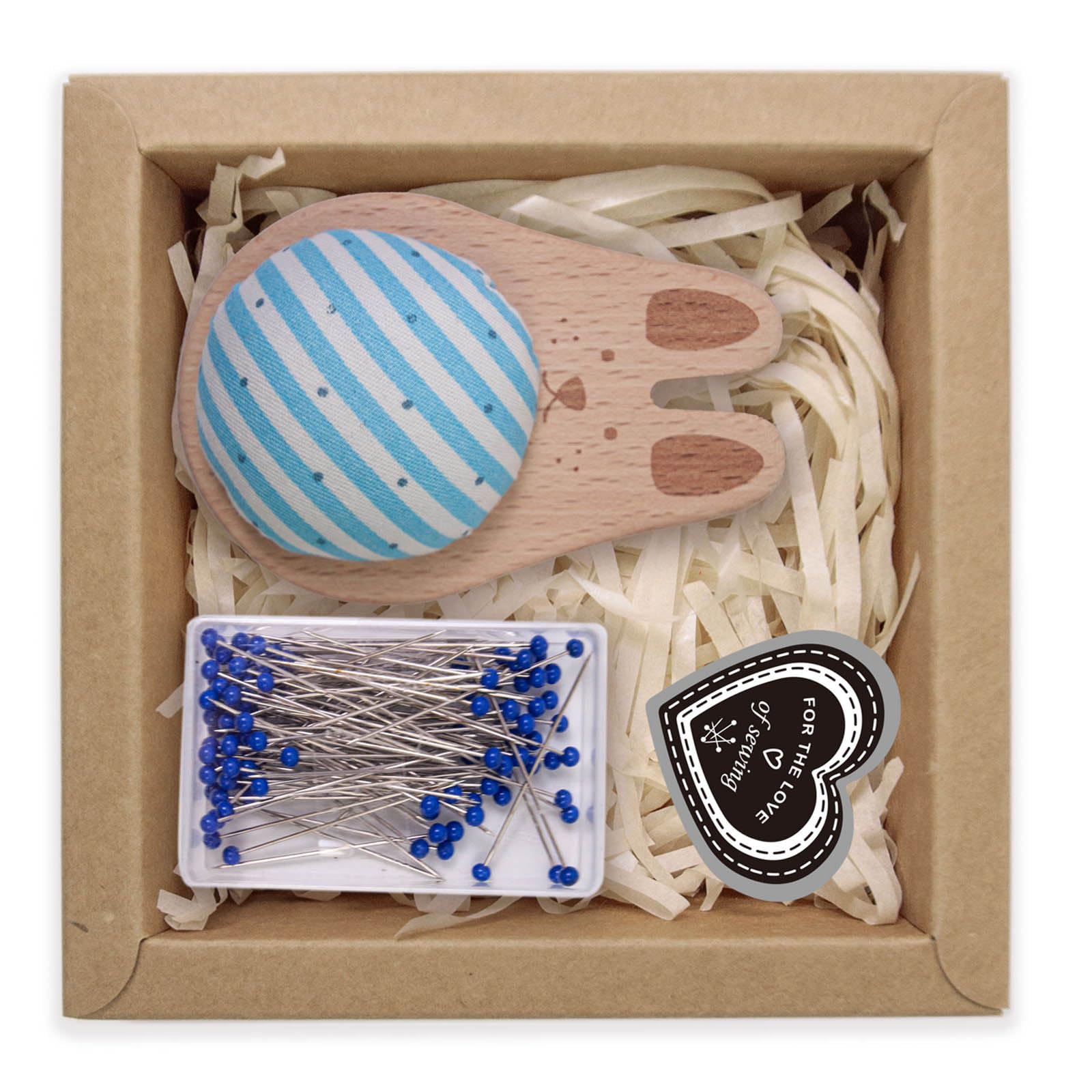 Buxuaaaa Pin Holder Wood Pin Cushion with 100Pcs 38mm Long Straight Sewing for Fabric Sewing Dressmaking Needlework Cushion for Tailors