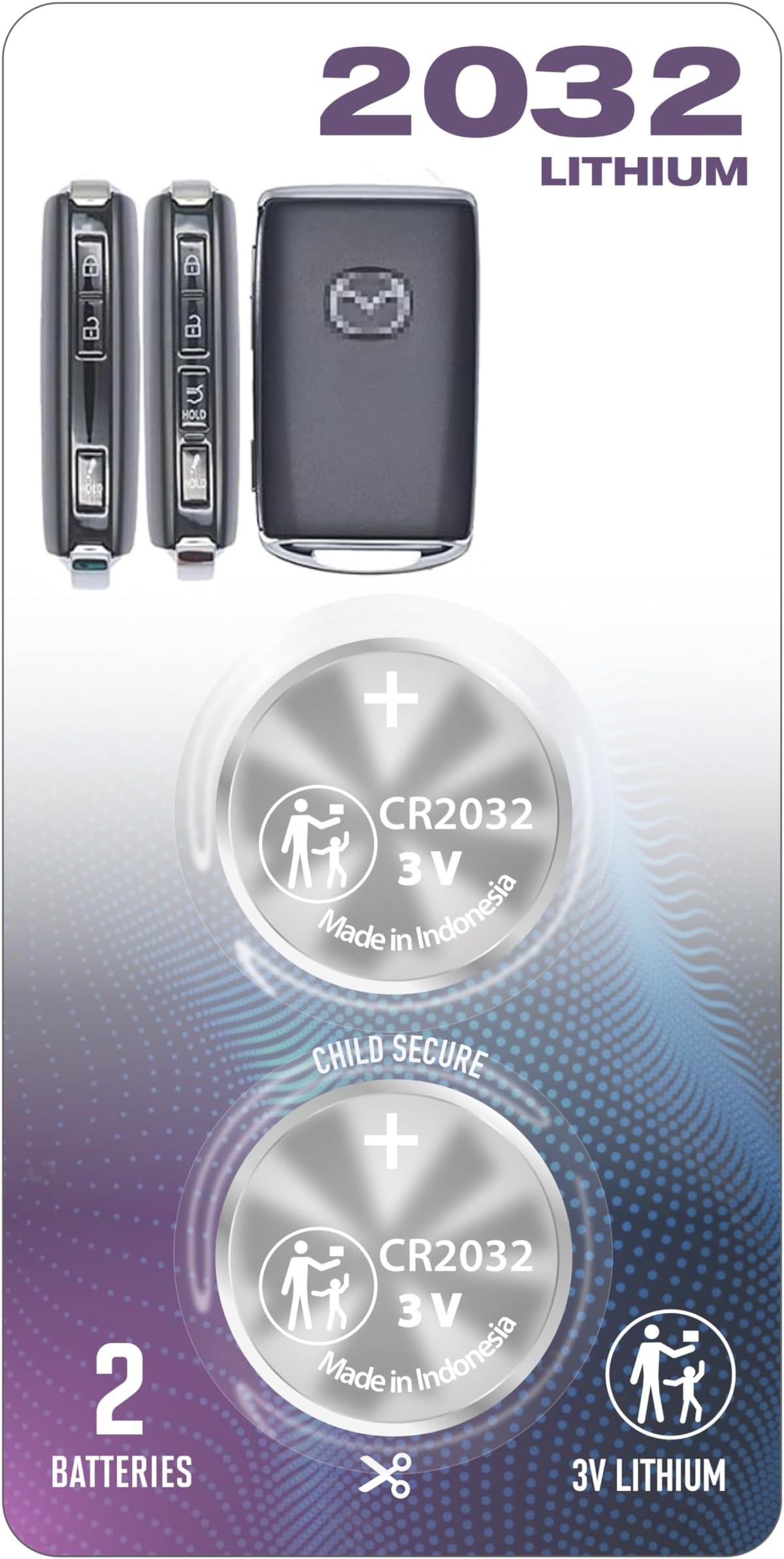 (2 PACK) CR2032 2032 REMOTE KEY FOB BATTERY OEM Replacement