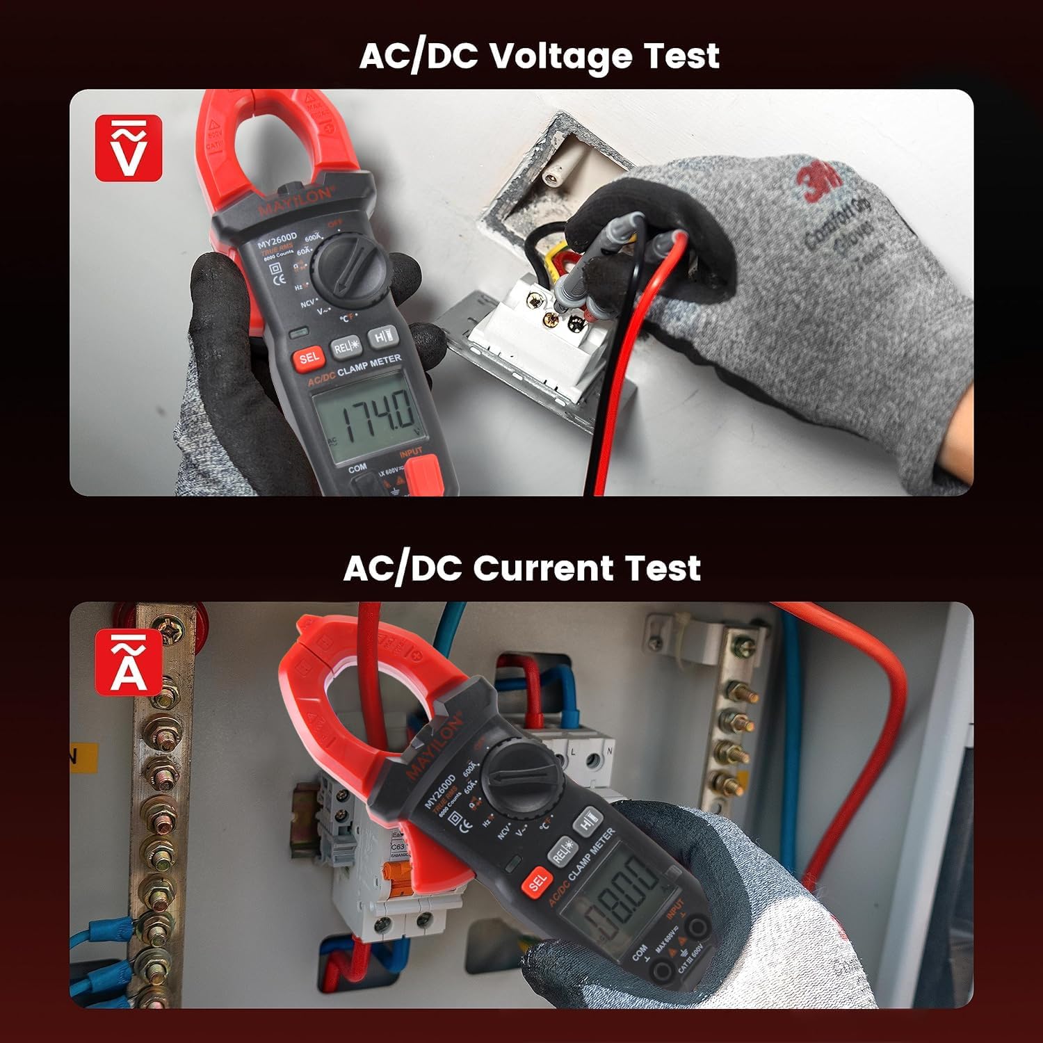 MY2600D Current Clamp Meter 6000 Counts Current Meter Auto Ranging Clamp Multimeter Measures AC/DC Current Voltage NCV Resistance Capacity Continuity Diode Frequency Temperature — Amazon image 7