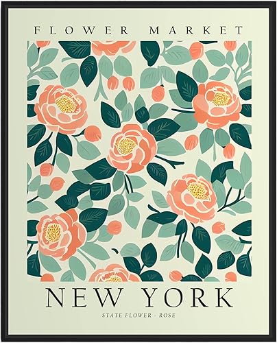 Impresión artística de Nueva York, póster decorativo para pared, póster de viaje con mapa estatal, oficina en casa y dormitoriosala de estar. (16 x