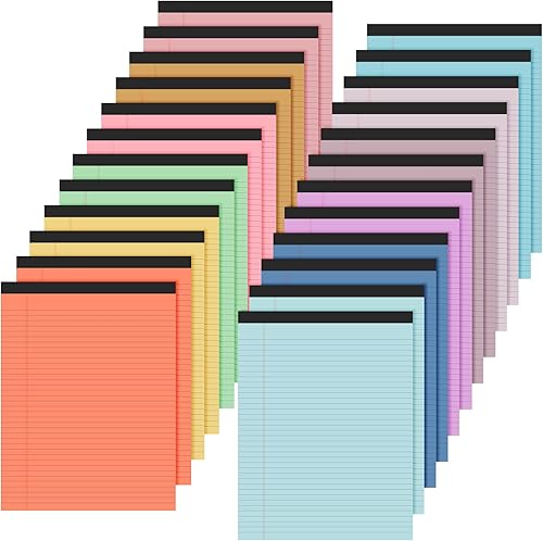 24 blocs de notas de 8.5 x 11 pulgadas, bloc de notas de color con rayas estrechas, 50 hojas por bloc de notas, bloc de notas microperforadas,