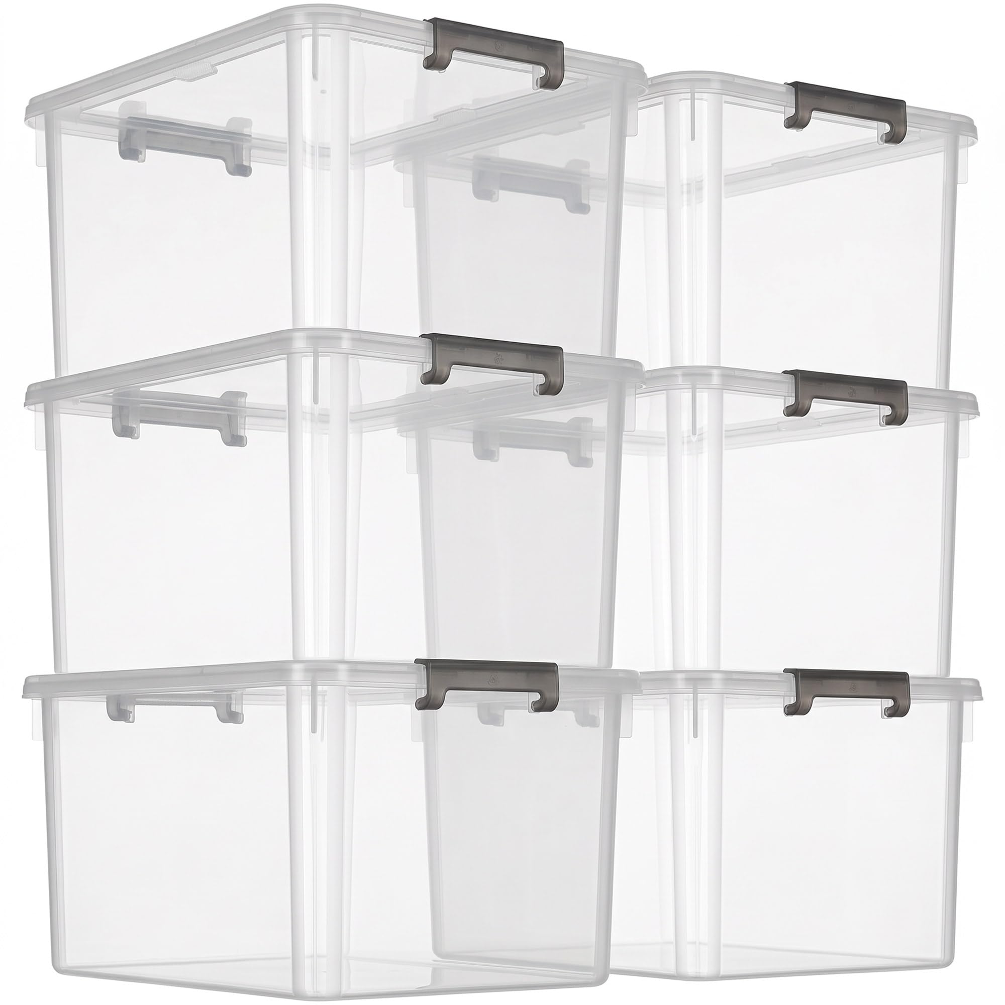 Citylife 6 Packs 44.4 QT Plastic Storage Bins with Lids
