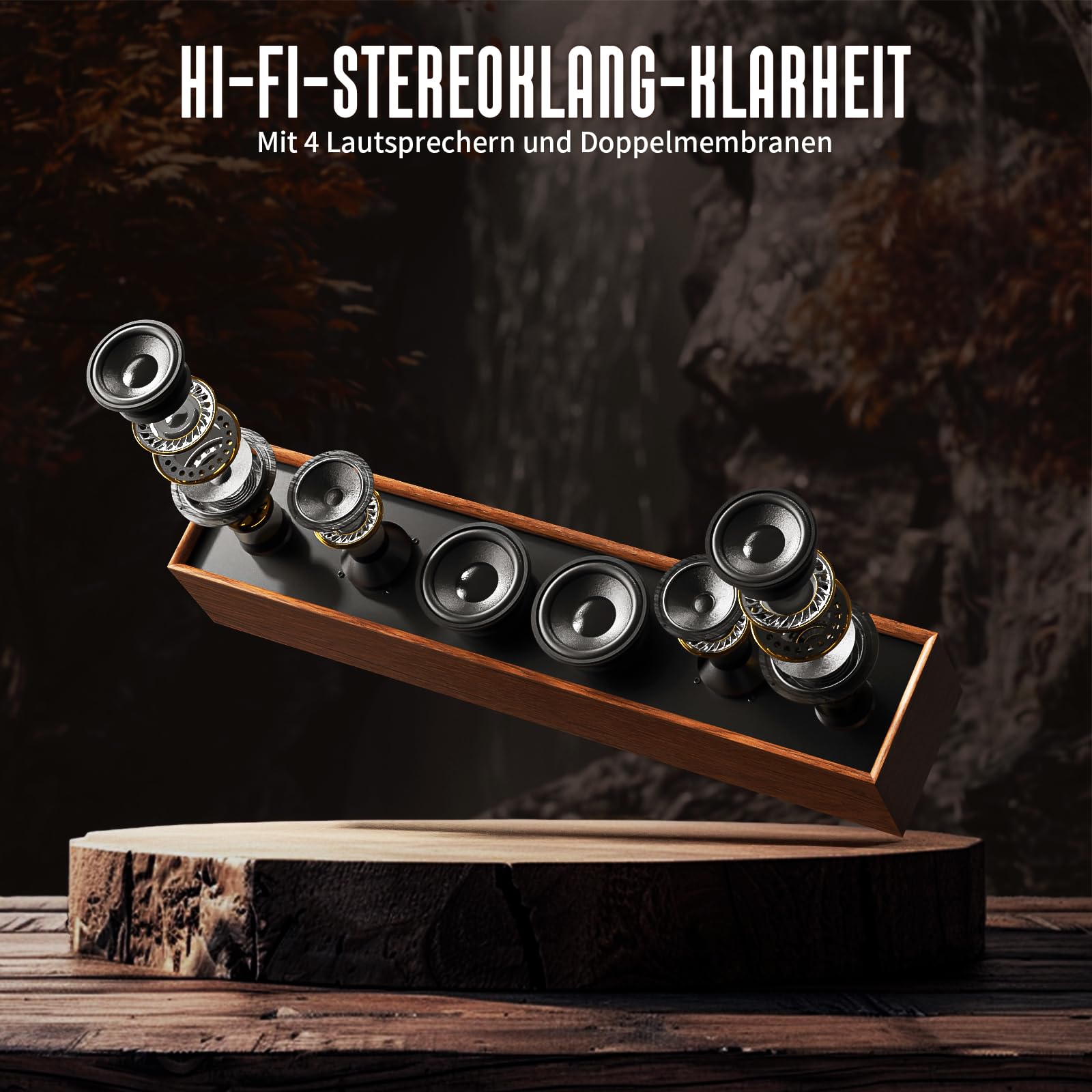Bluetooth Soundbar Holz - Bluetooth 5.3 Kompatibel PC Laptop Tablet - Dettaglio