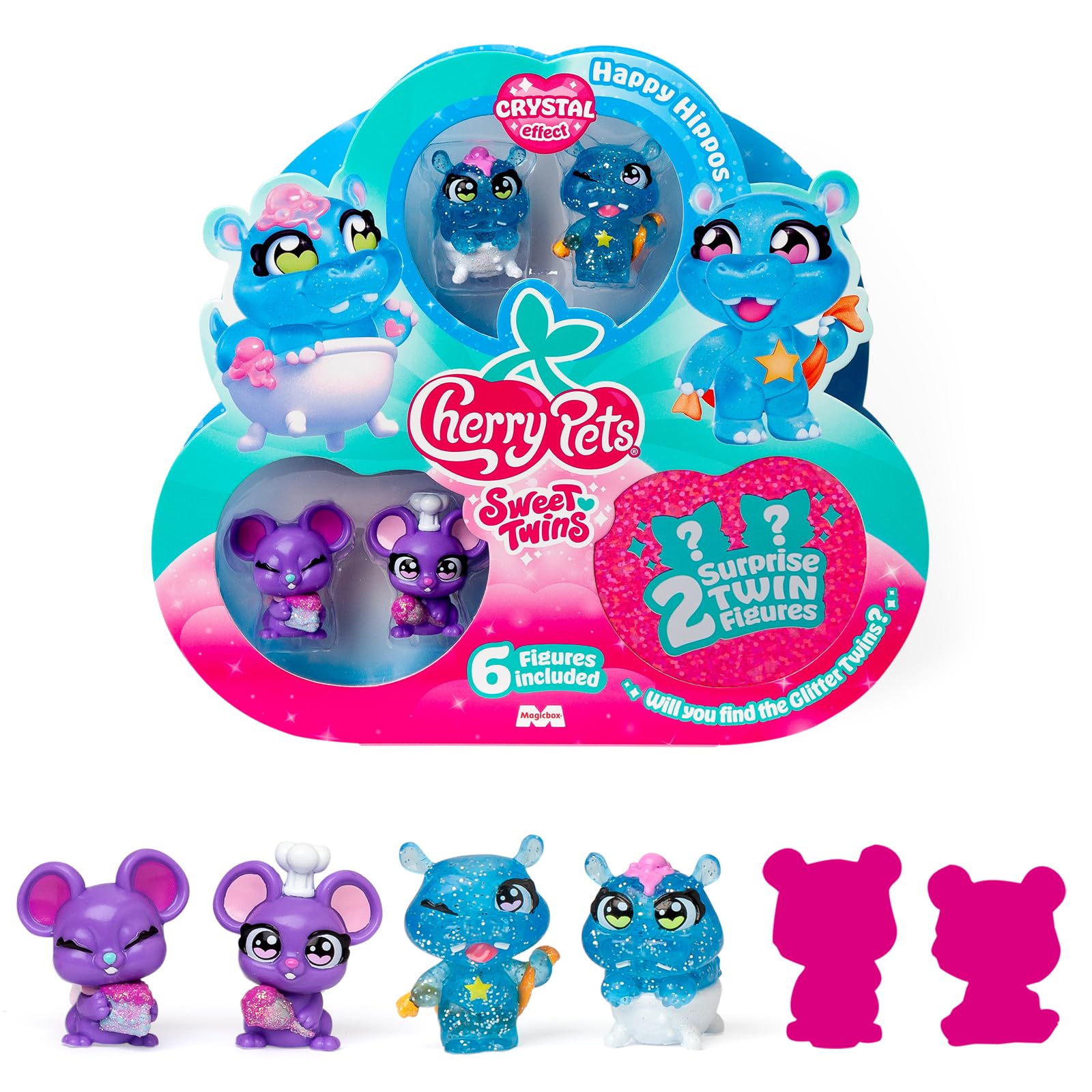 Cherry Pets Sweet Twins Series – Multipack Stylish Poodles. Incluye 6 Figuras coleccionables (2 con Efecto Cristal y Glitter + 2 Sorpresa). Pack 4 de 4 — view 11