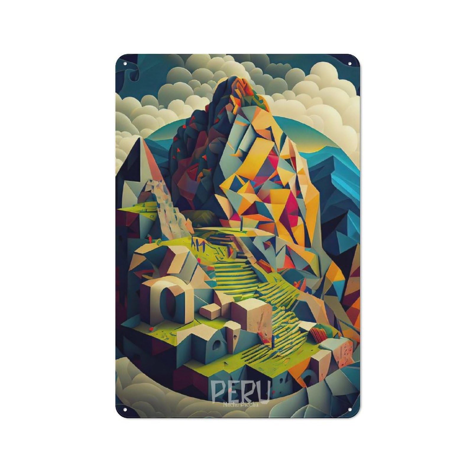 Junmoney Peru Machu Picchu Retro Metal Wall Sign 30X20cm With For Living Room Wall, Housewarming Wall Decor For People Furnishing Living Room