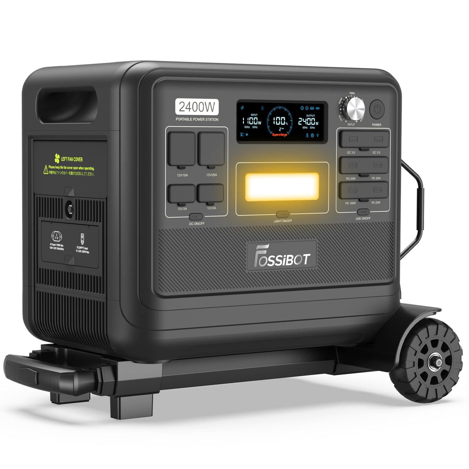 FOSSiBOT F2400 Générateur Électrique Portable, 2048Wh LiFePO4 de secours avec sorties CA 2400 W (pic 4800 W) Générateur Solaire, station d'alimentation portable pour le camping en