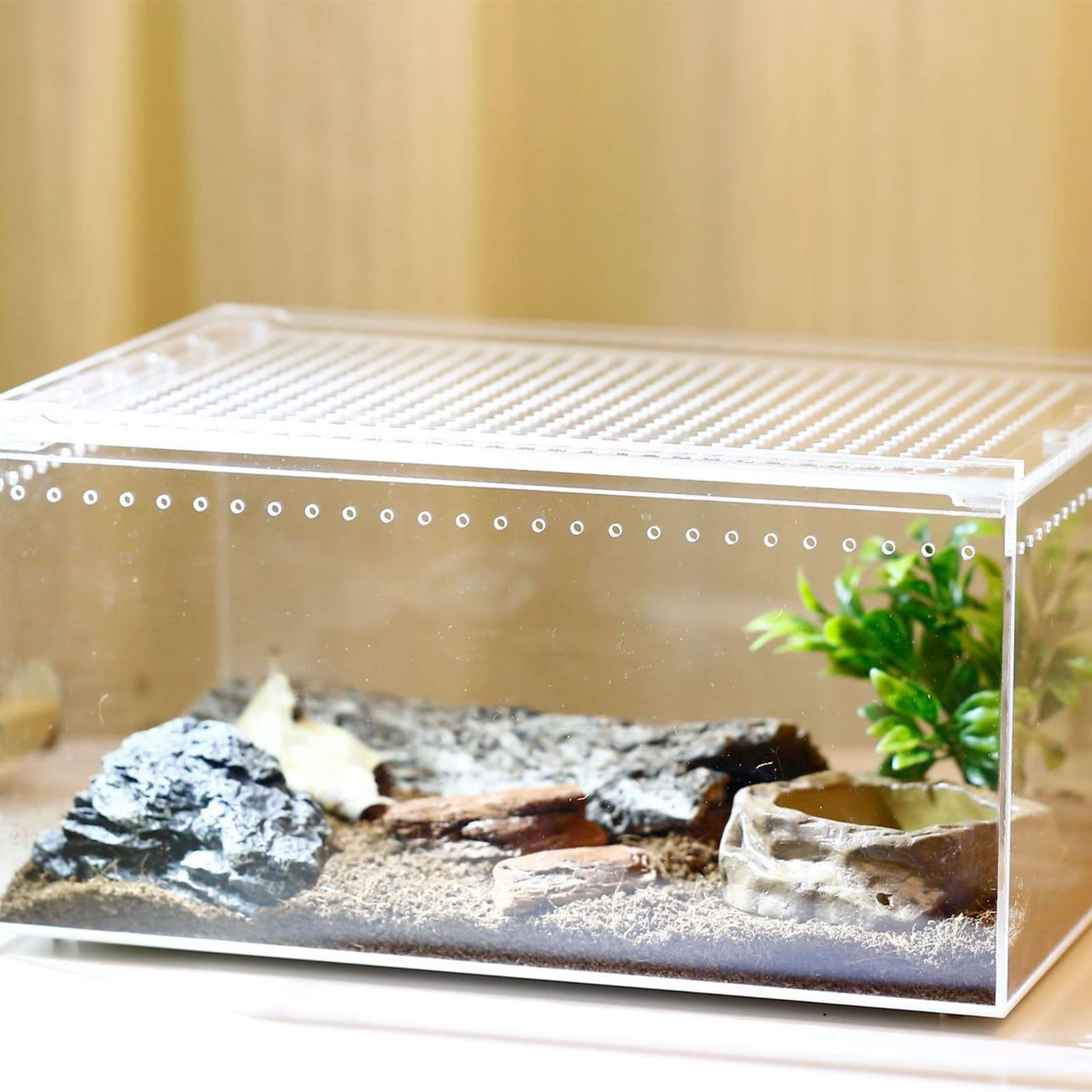 Tank pająki żółwie jaszczurki przezroczyste zaprojektowane pudełko hodowlane pokrywka do wiwarium produkt dla zwierząt terrarium podłoża do dekoracji zbiorników