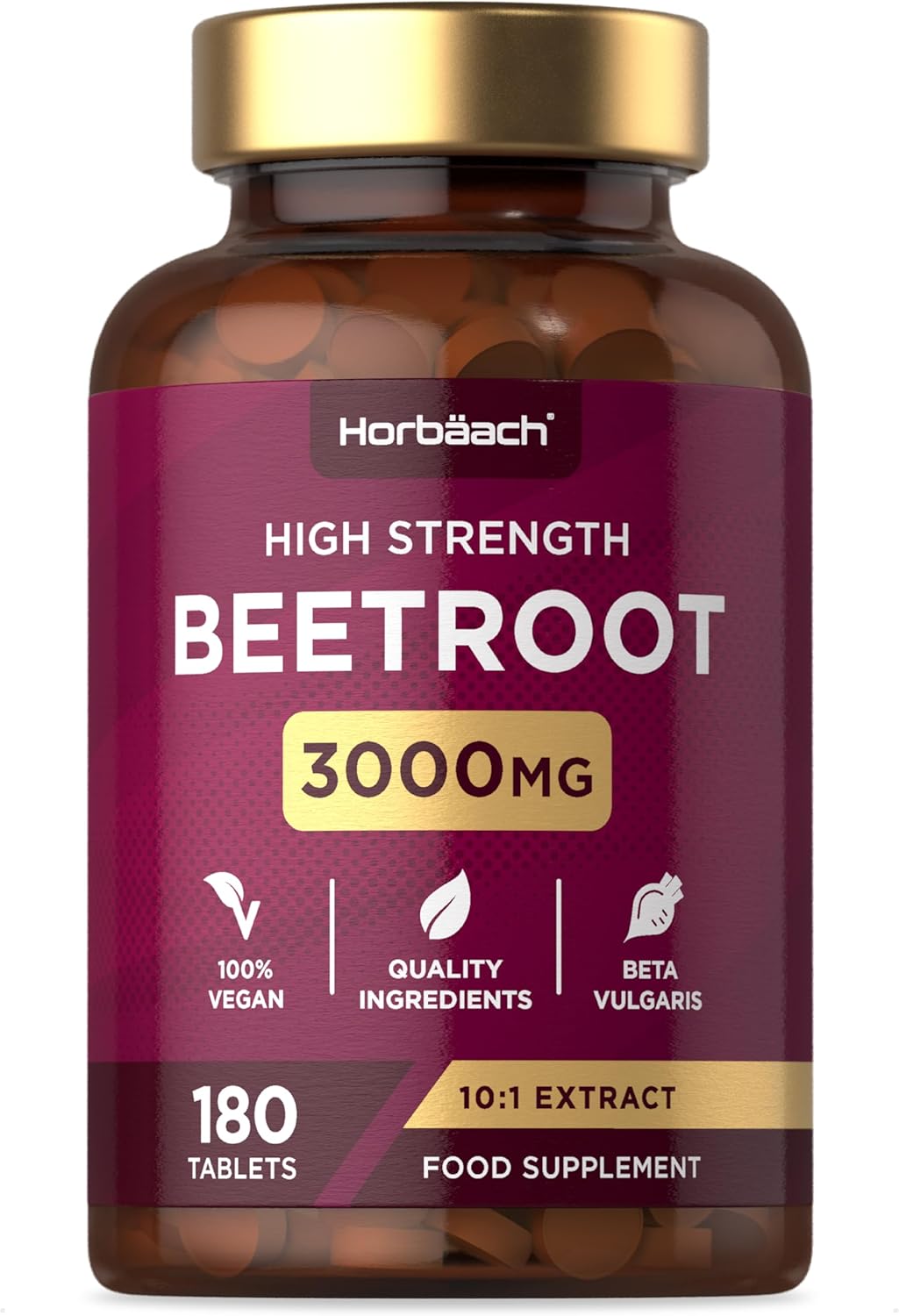 Beetroot Extract 3000mg | 180 Vegan Tablets | Beetroot Extract Supplement | Nitric Oxide | Horbaach