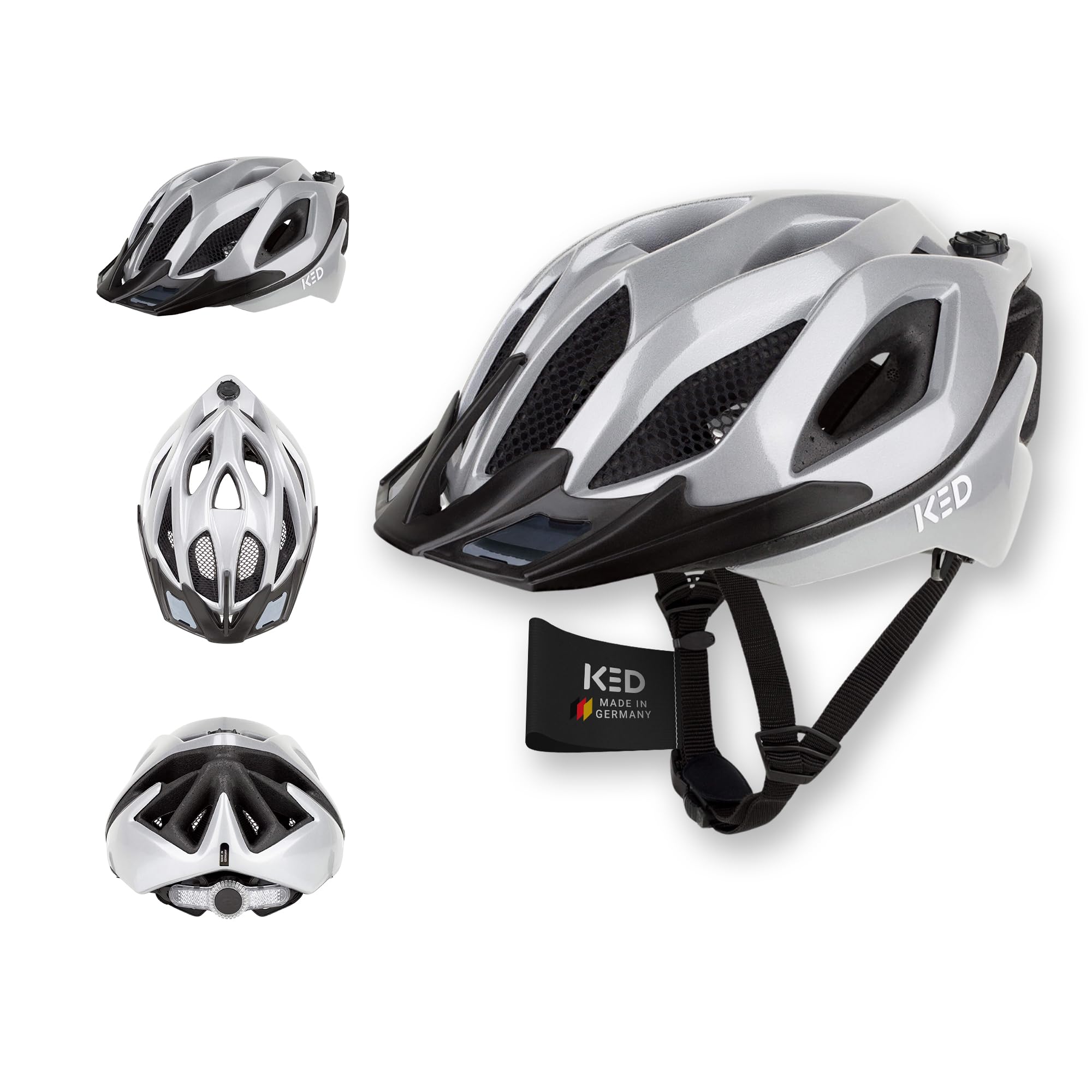 KED Spiri II Trend Allround Fahrradhelm Mit LED Licht Und Reflektor, Optimierter Belüftung, Insektenschutznetz Und K-FIT System | Farbe: K-Star Pure