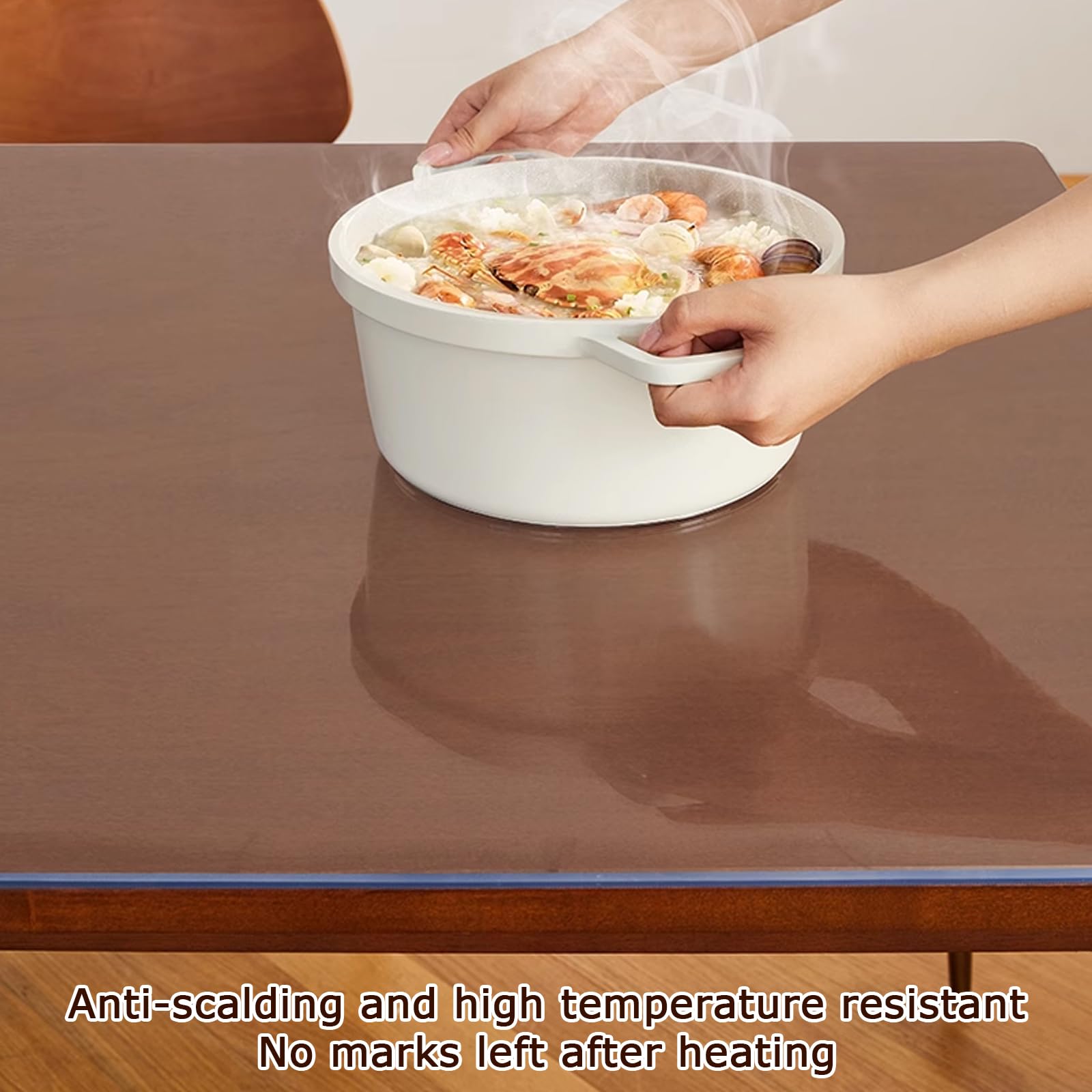 Protector de Mesa Rectangular Resistente al Agua Que No Encoge,Mantel Transparente Bisel de 65°,Mantel de PVC de Vidrio Suave de 3mm,Protector de Mantel de Mesa de Comedor (130x130cm/51x51in)