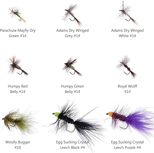 Miniatura 6 de BASSDASH Trout Steelhead - Moscas de pesca de salmón con púas sin barbas, incluye moscas secas y húmedas, serpentinas de ninfas, huevos, kit de