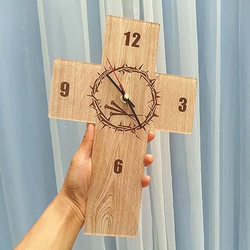 HAYTAP Cross Hanging Clock Modern Simple Acrylic Abstract Living Room Wall Clock Home Wall Decoration (Color  Grey)