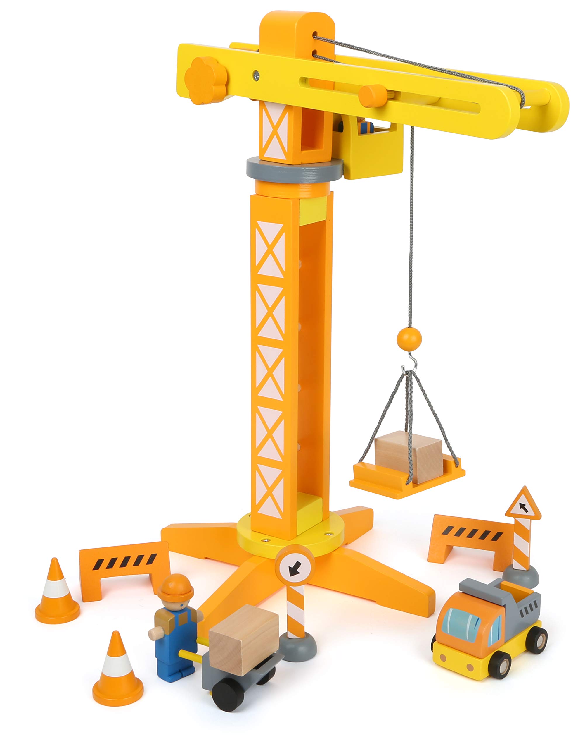 Small Foot Grue de Chantier, Jeu pour Enfants en Bois, à partir de 3 Ans, 12007