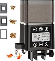 ZWJBSGY Automatic Aquarium Fish Feeder with Timer, 320ml Large Capacity, Moisture-Proof Seal, 3 Precision Funnels for Vacation Feeding (Black)