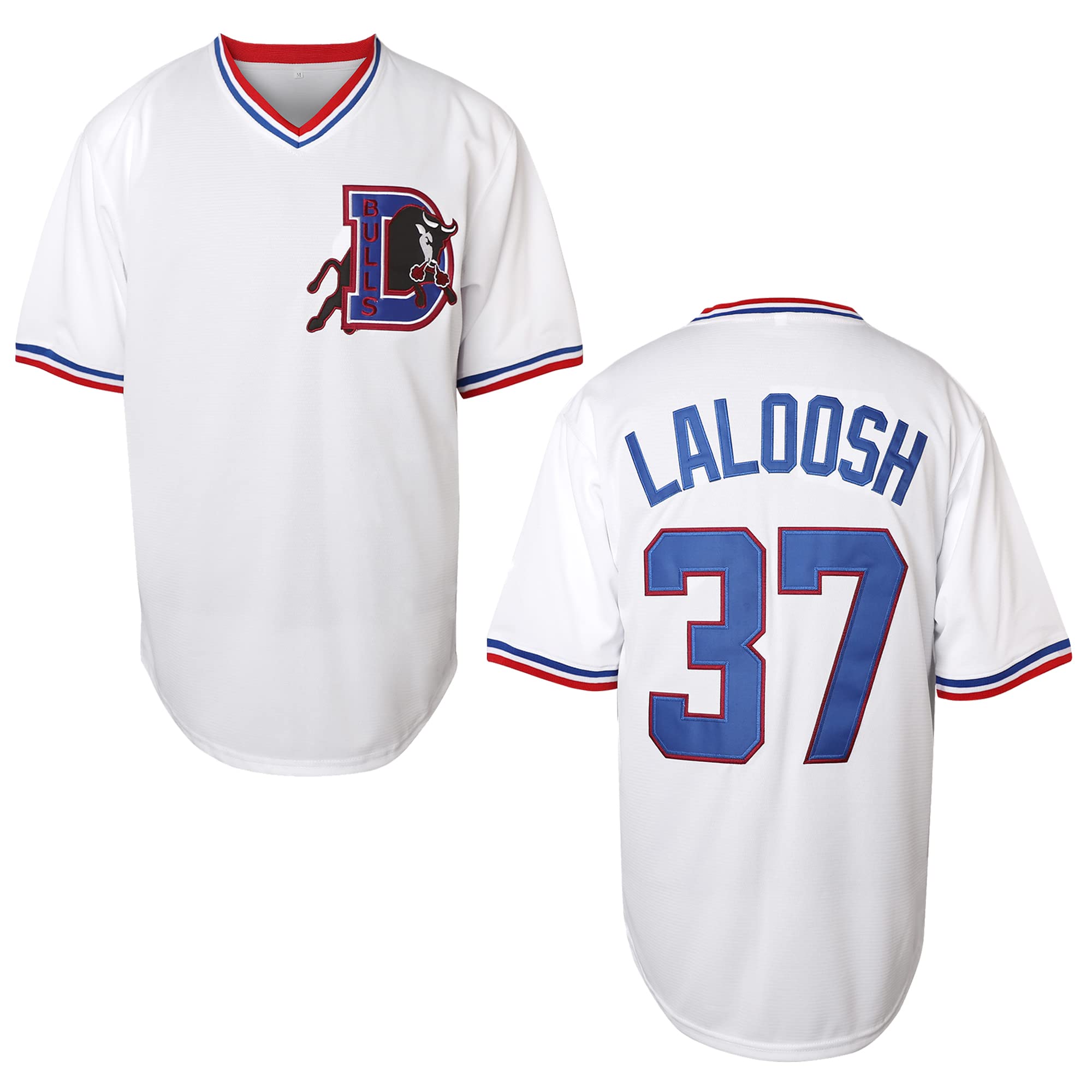 Bull Durham Baseball Jerseys Crash Davis 8 Ebby Calvin 'Nuke' LaLoosh 37 Movie Baseball Shirt for Men White S-3XL