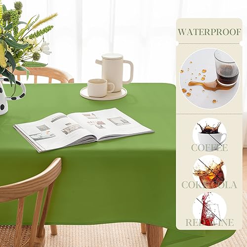 Miniatura 4 de BYDOLL Mantel verde manzana de 54 x 54 pulgadas para mesas cuadradas de 4 pies, lavable al aire libre, libre de arrugas y derrames, mantel de
