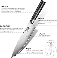 Vista 3 de MDHAND Chef Knife Set with Roll Bag, 10PCS Professional Knife Set with Sharpener, High Carbon Stainless Steel Japanese Kitchen Knives - Black