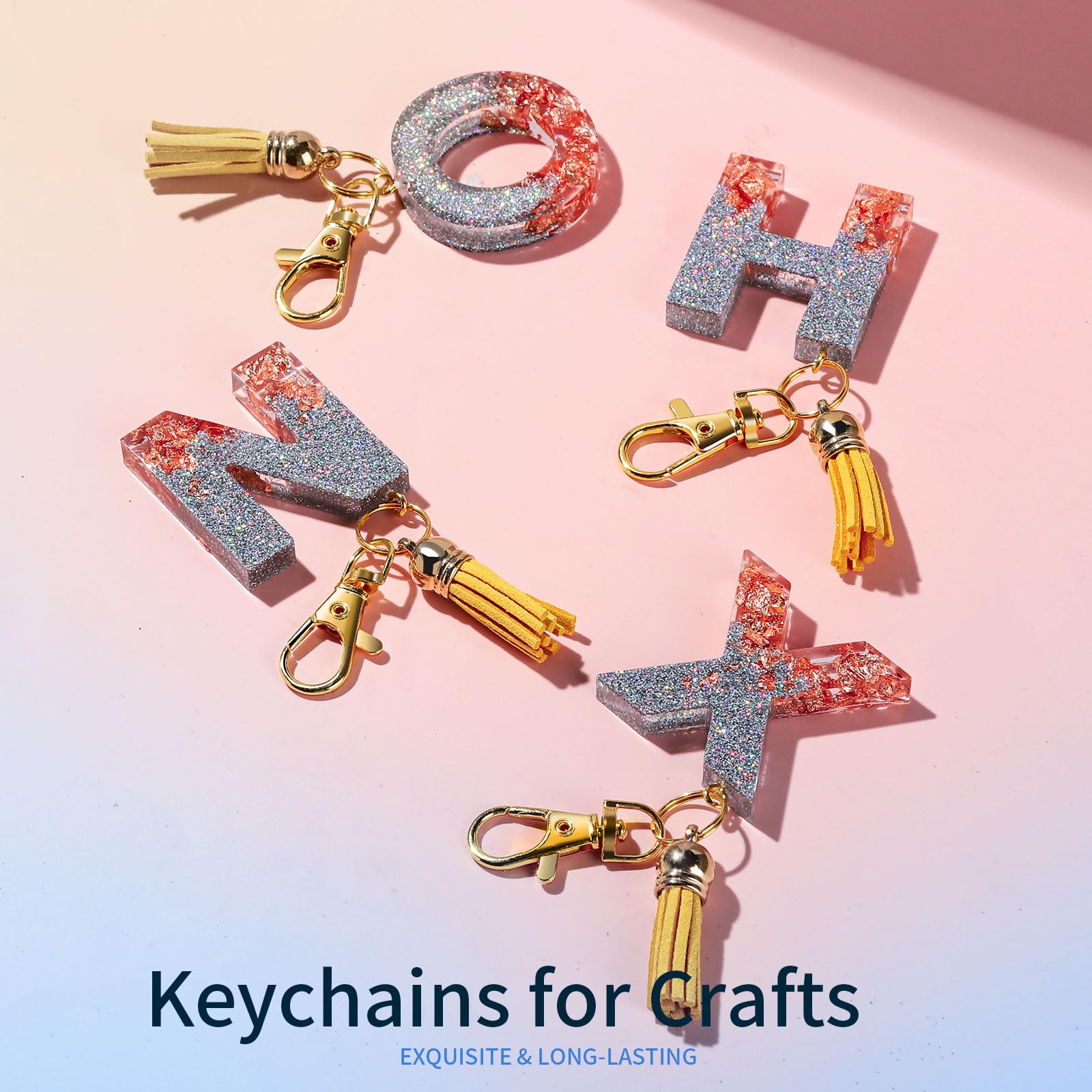 60 ganchos giratorios y llaveros, clips para llavero y anillos, cierres de pinza de langosta para llaveros, joyas, manualidades, oro 5