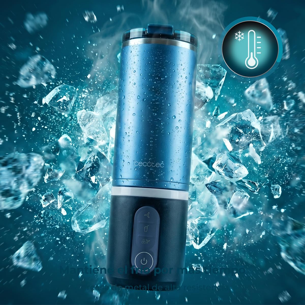 Cecotec Frullatore Portatile Power Titanium Shake2Go Dark Steel. 180W, Bicchiere Metallo 600ml Senza BPA, 3 Programmi Automatici, Ricarica USB-C, Goditi le Tue Bevande Fresche Molto più a Lungo Oggi