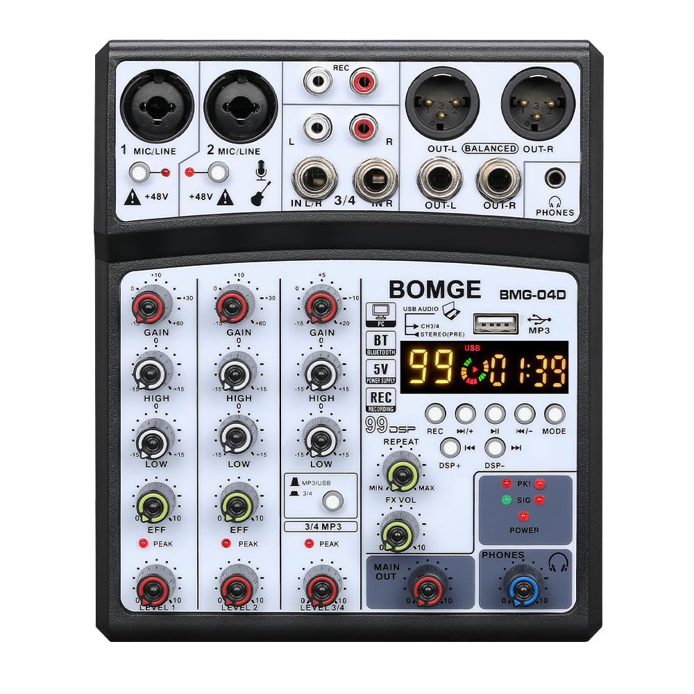 BOMGE BMG-04D アナログミキサー セット Amazon.com: BOMGE 04D portable bluetooth 4 Channel DJ audio