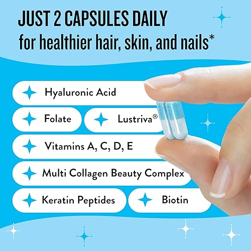 Miniatura 2 de Vitaminas para el crecimiento del cabello para mujeres - Biotina para el crecimiento del cabello con colágeno y Lustriva, productos y suplementos