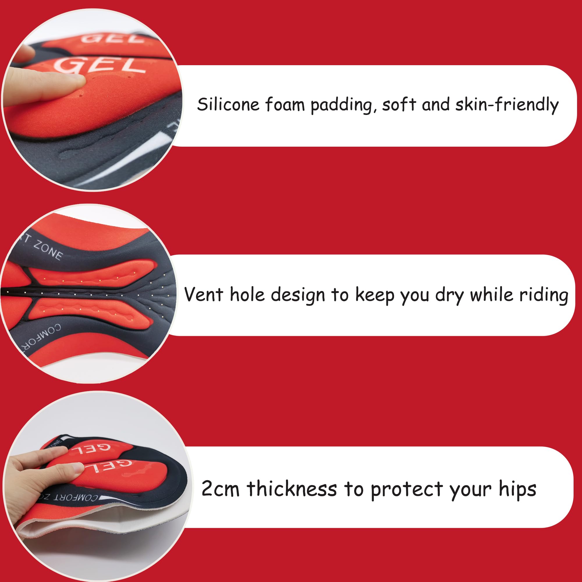 Cyclisme Shorts Gel Rembourré Antichoc Vélo sous-Vêtements Respirant