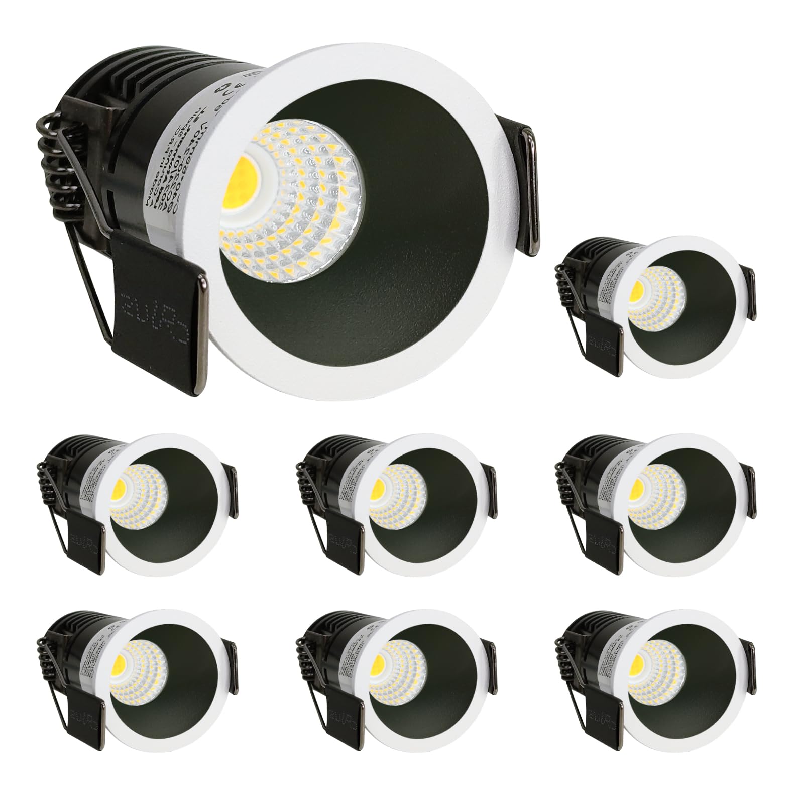 LED ATOMANT 8x Mini LED Einbaustrahler Ausschnitt 37mm 5W CCT 3000-6500K | Durchmesser 40mm, Mit CCT-Farbtemperaturwahlschalter, 400 Lumen, Schutzart IP20